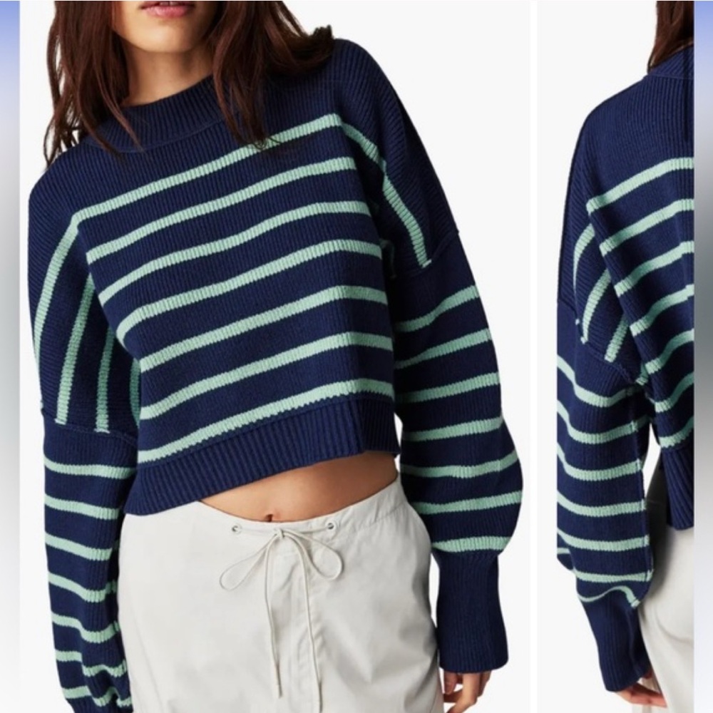 Free People Women's Stripe Easy Street Crop Sweater